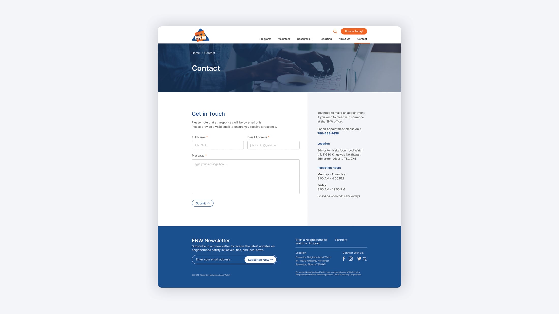 Edmonton Neighbourhood Watch - Website Redesign